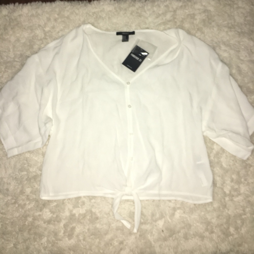 F21 Dolman Sleeve Cropped Tie Top